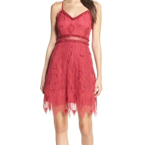 Foxiedox Gloria Lace Mini Dress in Raspberry - Picture 1 of 8
